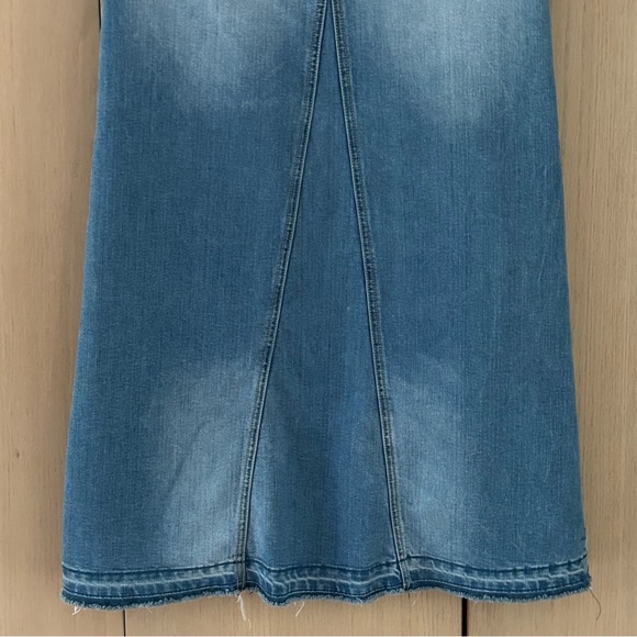 Mossimo Supply Co Y2K Denim Maxi Skirt Classic 90's Factory Fading Women's 3 - Picture 6 of 11